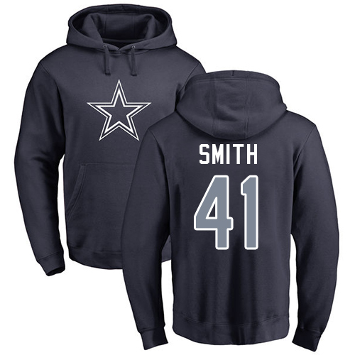 NFL Nike Dallas Cowboys #41 Keith Smith Navy Blue Name & Number Logo Pullover Hoodie