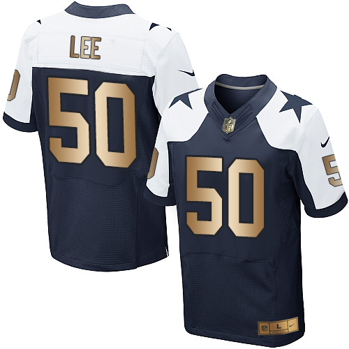 Men's Nike Dallas Cowboys #50 Sean Lee Elite Navy/Gold Throwback Alternate NFL Jersey