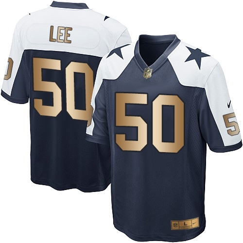 Youth Nike Dallas Cowboys #50 Sean Lee Elite Navy/Gold Throwback Alternate NFL Jersey