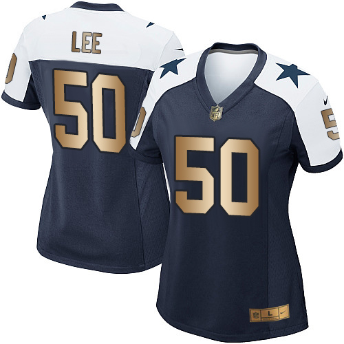 Women's Nike Dallas Cowboys #50 Sean Lee Elite Navy/Gold Throwback Alternate NFL Jersey