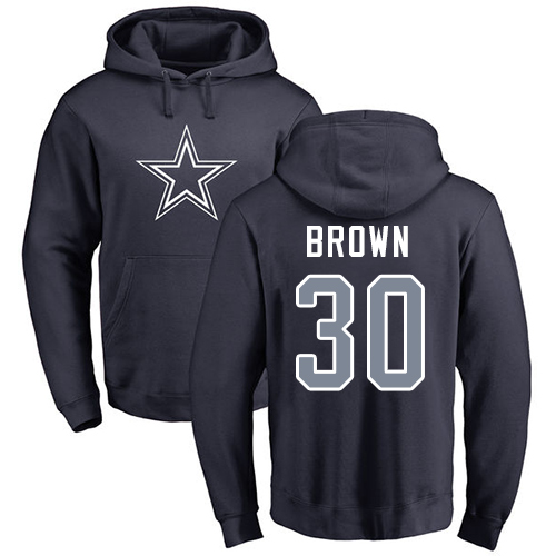 NFL Nike Dallas Cowboys #30 Anthony Brown Navy Blue Name & Number Logo Pullover Hoodie