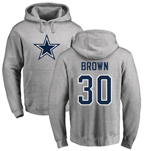 NFL Nike Dallas Cowboys #30 Anthony Brown Ash Name & Number Logo Pullover Hoodie