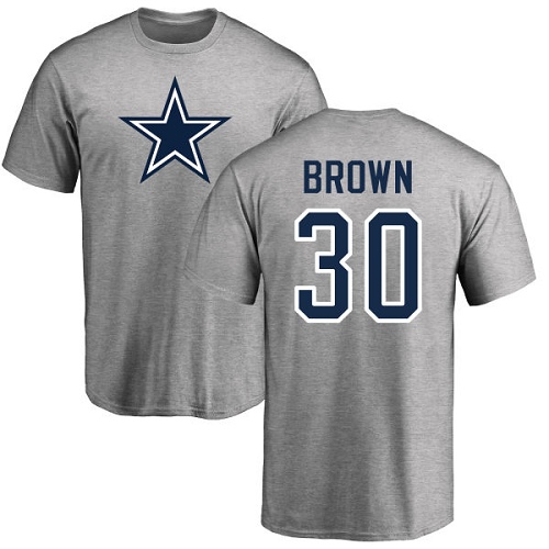 NFL Nike Dallas Cowboys #30 Anthony Brown Ash Name & Number Logo T-Shirt