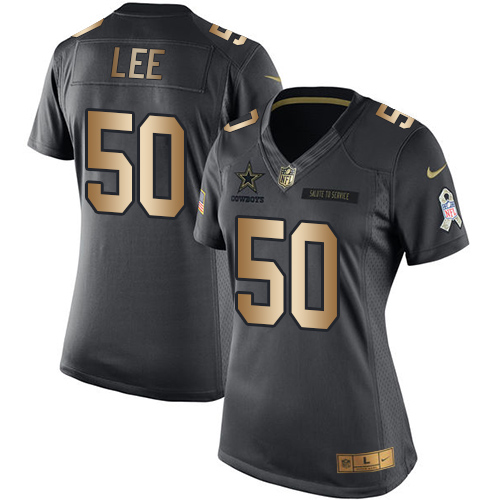 Women's Nike Dallas Cowboys #50 Sean Lee Limited Black/Gold Salute to Service NFL Jersey
