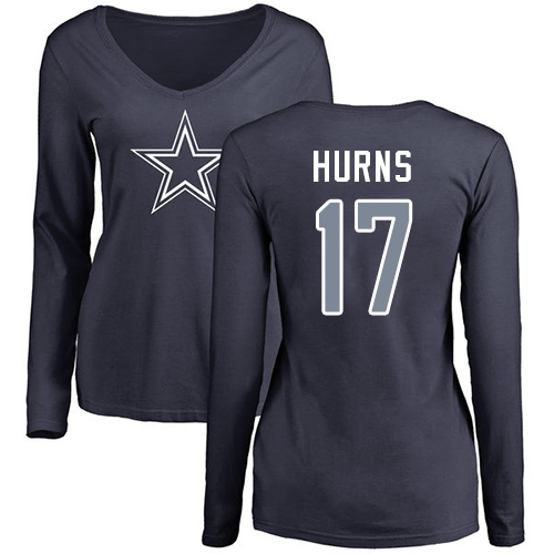 NFL Women's Nike Dallas Cowboys #59 Anthony Hitchens Navy Blue Name & Number Logo Slim Fit Long Sleeve T-Shirt