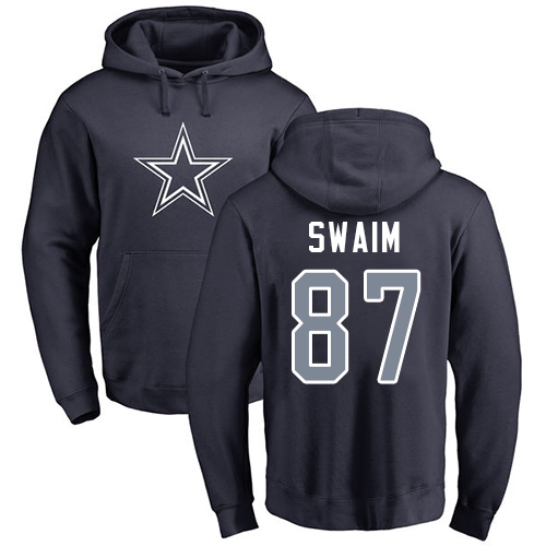 NFL Nike Dallas Cowboys #87 Geoff Swaim Navy Blue Name & Number Logo Pullover Hoodie