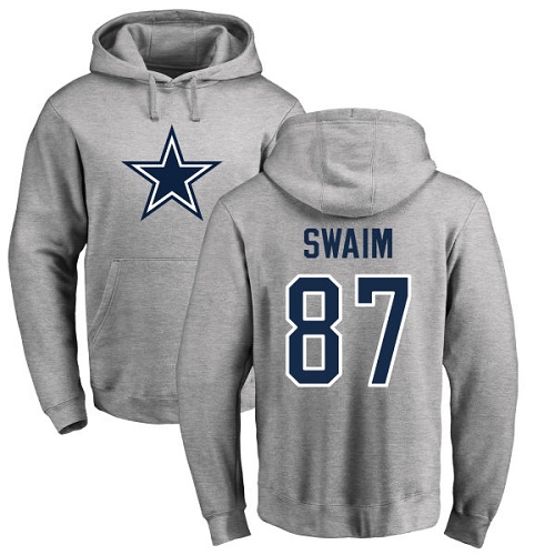NFL Nike Dallas Cowboys #87 Geoff Swaim Ash Name & Number Logo Pullover Hoodie