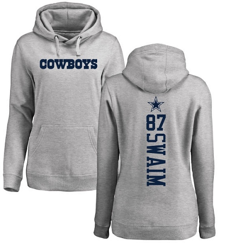 NFL Women's Nike Dallas Cowboys #87 Geoff Swaim Ash Backer Pullover Hoodie
