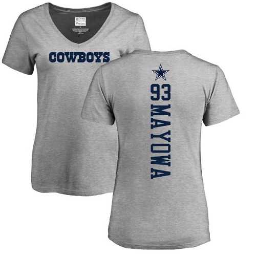NFL Women's Nike Dallas Cowboys #93 Benson Mayowa Ash Backer V-Neck T-Shirt