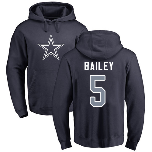 NFL Nike Dallas Cowboys #5 Dan Bailey Navy Blue Name & Number Logo Pullover Hoodie