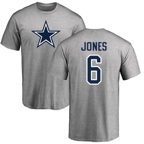 NFL Nike Dallas Cowboys #6 Chris Jones Ash Name & Number Logo T-Shirt
