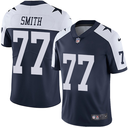 Men's Nike Dallas Cowboys #77 Tyron Smith Navy Blue Throwback Alternate Vapor Untouchable Limited Player NFL Jersey