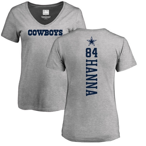 NFL Women's Nike Dallas Cowboys #84 James Hanna Ash Backer V-Neck T-Shirt