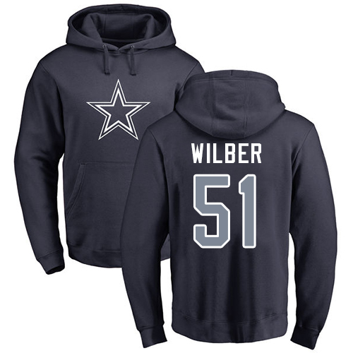 NFL Nike Dallas Cowboys #51 Kyle Wilber Navy Blue Name & Number Logo Pullover Hoodie