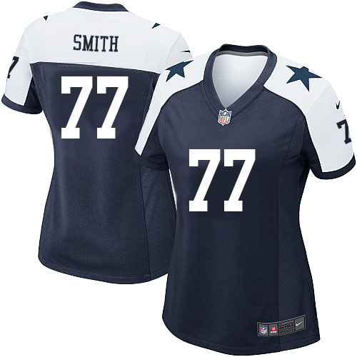 Women's Nike Dallas Cowboys #77 Tyron Smith Game Navy Blue Throwback Alternate NFL Jersey