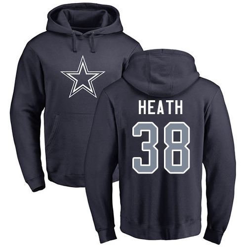 NFL Nike Dallas Cowboys #38 Jeff Heath Navy Blue Name & Number Logo Pullover Hoodie