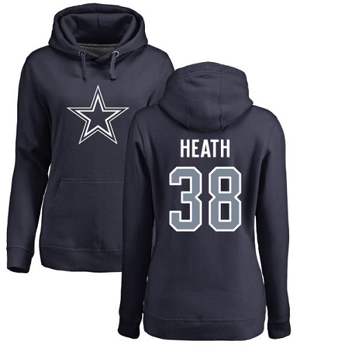 NFL Women's Nike Dallas Cowboys #38 Jeff Heath Navy Blue Name & Number Logo Pullover Hoodie