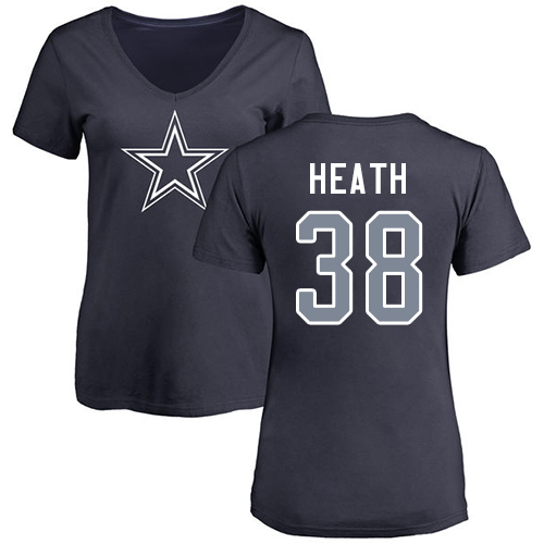 NFL Women's Nike Dallas Cowboys #38 Jeff Heath Navy Blue Name & Number Logo Slim Fit T-Shirt