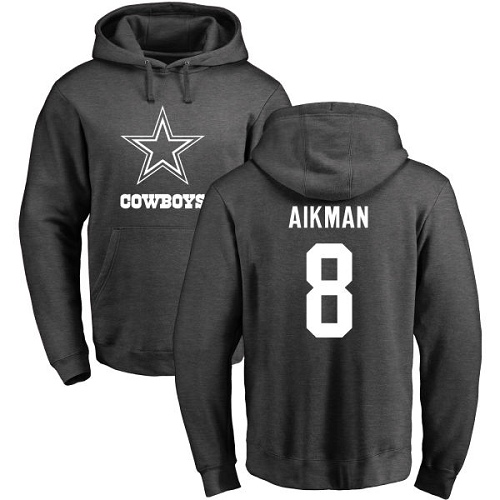 NFL Nike Dallas Cowboys #8 Troy Aikman Ash One Color Pullover Hoodie