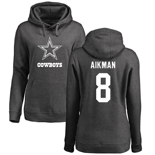 NFL Women's Nike Dallas Cowboys #8 Troy Aikman Ash One Color Pullover Hoodie