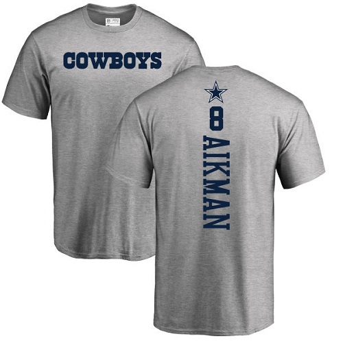 NFL Nike Dallas Cowboys #8 Troy Aikman Ash Backer T-Shirt
