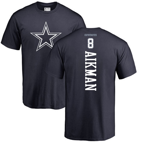 NFL Nike Dallas Cowboys #8 Troy Aikman Navy Blue Backer T-Shirt