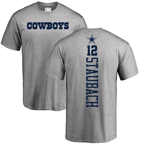 NFL Nike Dallas Cowboys #12 Roger Staubach Ash Backer T-Shirt