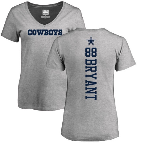 NFL Women's Nike Dallas Cowboys #88 Dez Bryant Ash Backer V-Neck T-Shirt