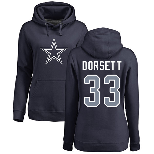 NFL Women's Nike Dallas Cowboys #33 Tony Dorsett Navy Blue Name & Number Logo Pullover Hoodie