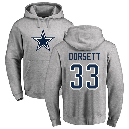 NFL Nike Dallas Cowboys #33 Tony Dorsett Ash Name & Number Logo Pullover Hoodie