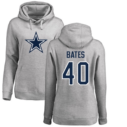 NFL Women's Nike Dallas Cowboys #40 Bill Bates Ash Name & Number Logo Pullover Hoodie