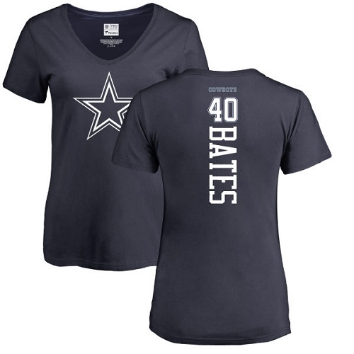 NFL Women's Nike Dallas Cowboys #40 Bill Bates Navy Blue Backer T-Shirt