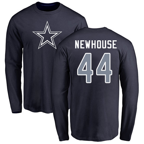NFL Nike Dallas Cowboys #44 Robert Newhouse Navy Blue Name & Number Logo Long Sleeve T-Shirt