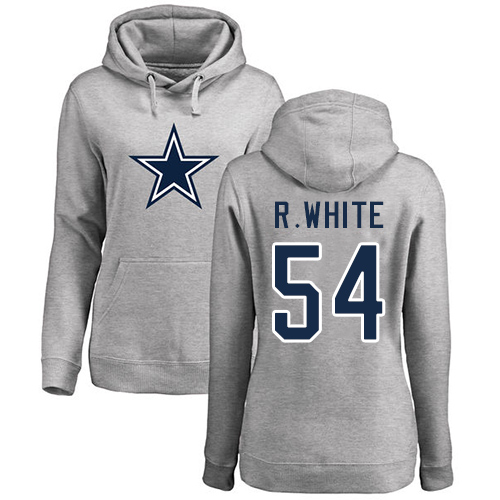 NFL Women's Nike Dallas Cowboys #54 Randy White Ash Name & Number Logo Pullover Hoodie
