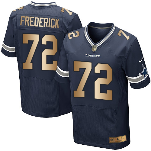 Men's Nike Dallas Cowboys #72 Travis Frederick Elite Navy/Gold Team Color NFL Jersey