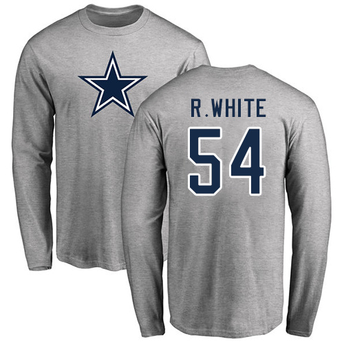 NFL Nike Dallas Cowboys #54 Randy White Ash Name & Number Logo Long Sleeve T-Shirt