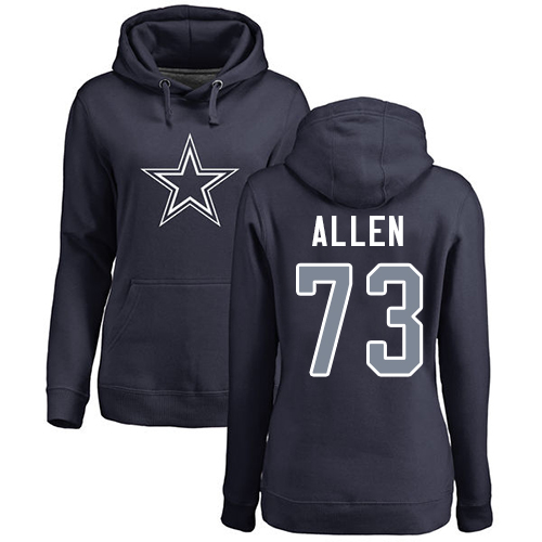 NFL Women's Nike Dallas Cowboys #73 Larry Allen Navy Blue Name & Number Logo Pullover Hoodie