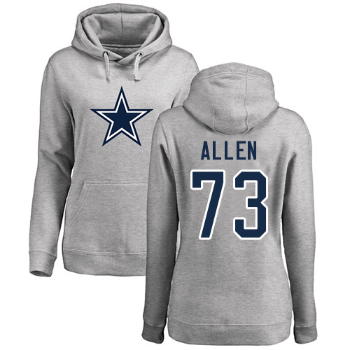 NFL Women's Nike Dallas Cowboys #73 Larry Allen Ash Name & Number Logo Pullover Hoodie