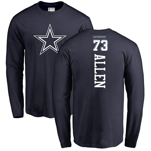 NFL Nike Dallas Cowboys #73 Larry Allen Navy Blue Backer Long Sleeve T-Shirt