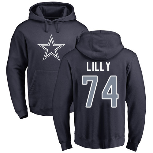 NFL Nike Dallas Cowboys #74 Bob Lilly Navy Blue Name & Number Logo Pullover Hoodie