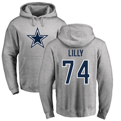 NFL Nike Dallas Cowboys #74 Bob Lilly Ash Name & Number Logo Pullover Hoodie