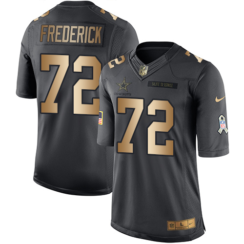 Men's Nike Dallas Cowboys #72 Travis Frederick Limited Black/Gold Salute to Service NFL Jersey