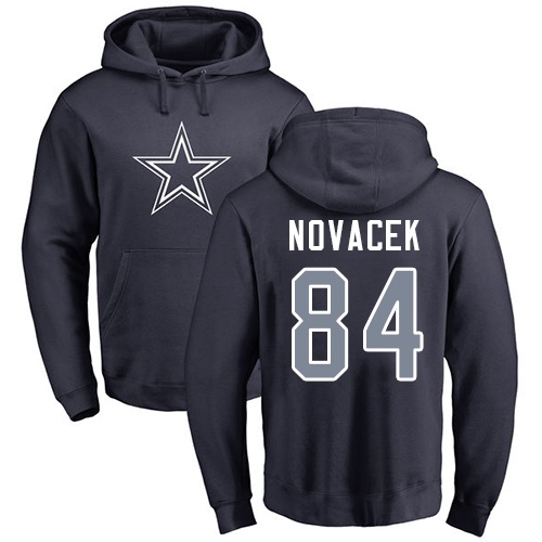 NFL Nike Dallas Cowboys #84 Jay Novacek Navy Blue Name & Number Logo Pullover Hoodie