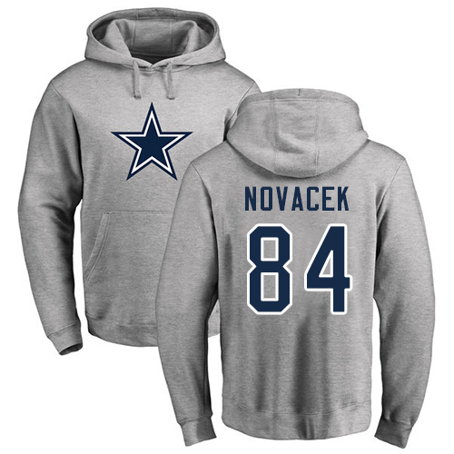 NFL Nike Dallas Cowboys #84 Jay Novacek Ash Name & Number Logo Pullover Hoodie