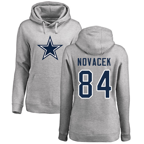 NFL Women's Nike Dallas Cowboys #84 Jay Novacek Ash Name & Number Logo Pullover Hoodie