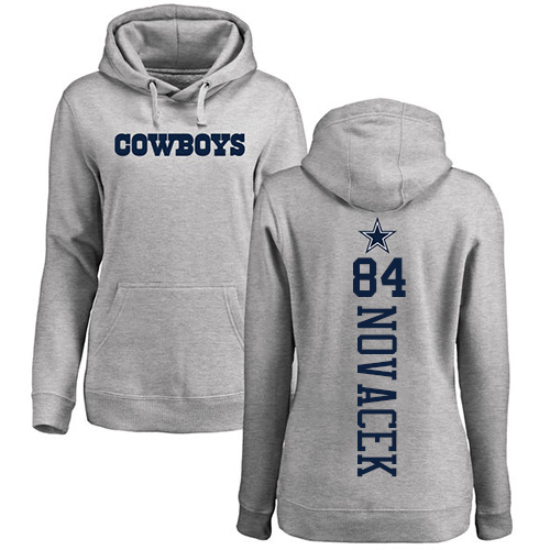 NFL Women's Nike Dallas Cowboys #84 Jay Novacek Ash Backer Pullover Hoodie