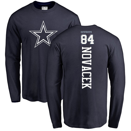 NFL Nike Dallas Cowboys #84 Jay Novacek Navy Blue Backer Long Sleeve T-Shirt