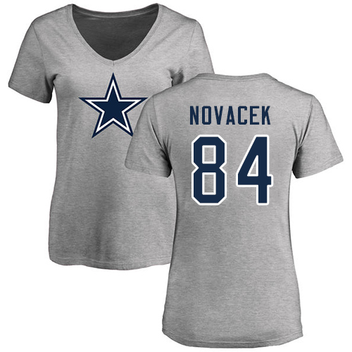 NFL Women's Nike Dallas Cowboys #84 Jay Novacek Ash Name & Number Logo Slim Fit T-Shirt