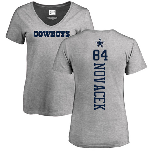 NFL Women's Nike Dallas Cowboys #84 Jay Novacek Ash Backer V-Neck T-Shirt