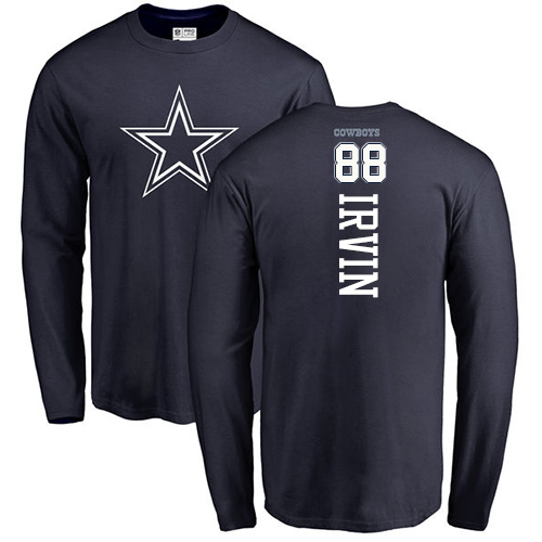 NFL Nike Dallas Cowboys #88 Michael Irvin Navy Blue Backer Long Sleeve T-Shirt